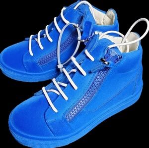 Giuseppe Zanotti kids blue crushed velvet sneakers
